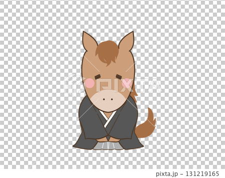 和装のかわいい馬のイラスト1 和装のかわいい馬のイラスト1 131219165