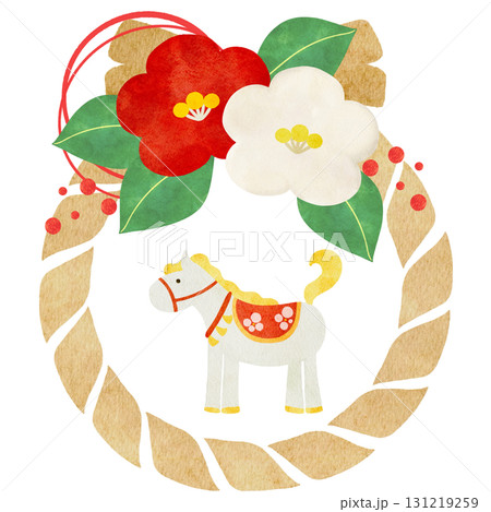 水彩風に描いたしめ縄のイラスト 水彩風に描いたしめ縄のイラスト 131219259