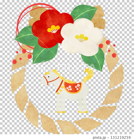 水彩風に描いたしめ縄のイラスト 水彩風に描いたしめ縄のイラスト 131219259