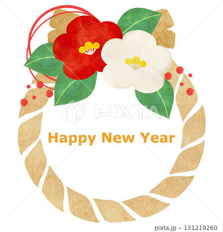 水彩風に描いたしめ縄のイラスト 水彩風に描いたしめ縄のイラスト 131219260