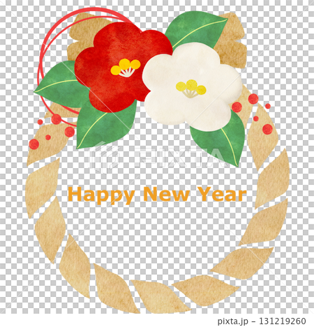 水彩風に描いたしめ縄のイラスト 水彩風に描いたしめ縄のイラスト 131219260