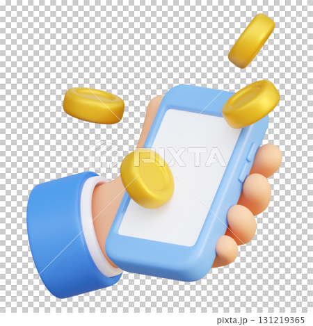 Mobile Payment with Coin cartoon style 3D graphic Mobile Payment with Coin cartoon style 3D graphic 131219365
