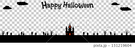 秋季材料萬聖節橫幅框架背景雲和字母 131219604