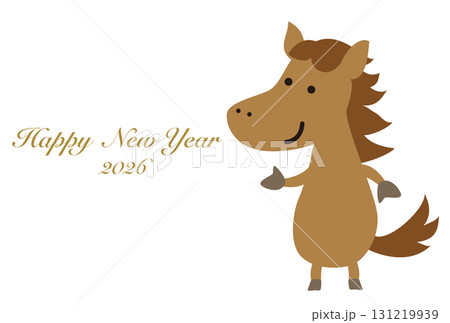 かわいい馬のキャラクターの年賀状 131219939