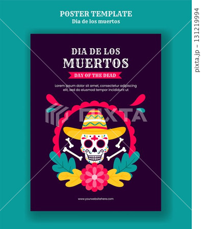 Dia de los Muertos Vertical Poster Flat Cartoon Hand Drawn Template Background Dia de los Muertos Vertical Poster Flat Cartoon Hand Drawn Template Background 131219994
