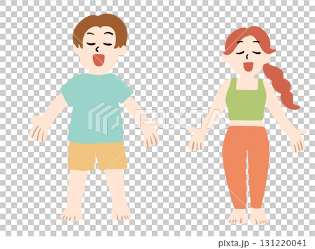 手繪插畫,男人與女人深呼吸 手繪插畫,男人與女人深呼吸 131220041