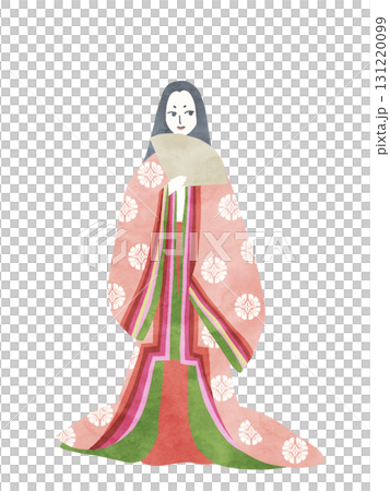 身著十二層和服的女子,水彩風格 身著十二層和服的女子,水彩風格 131220099