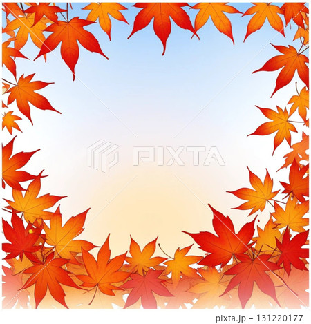 秋の紅葉のベクターイラストフレーム背景 131220177