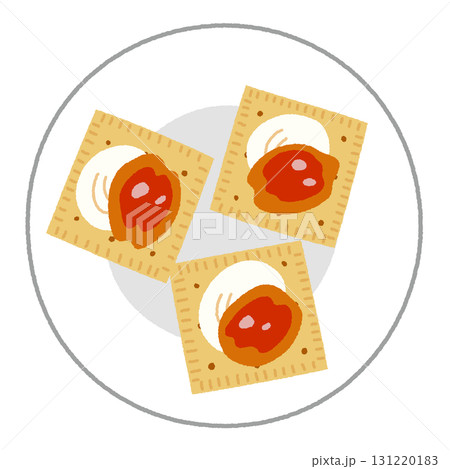ジャムとクリームののったクラッカーのイラスト ジャムとクリームののったクラッカーのイラスト 131220183