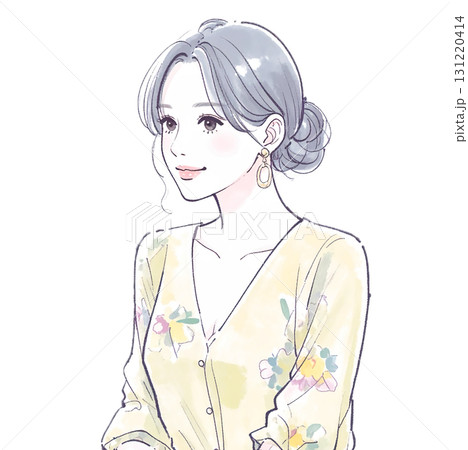 水彩画・手描き風の女性・女の子のイラスト素材 131220414