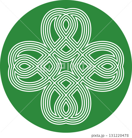 四つ葉のクローバーのベクター円アイコン ラインアートの装飾的なイラスト シンプルでおしゃれな緑色丸型 四つ葉のクローバーのベクター円アイコン ラインアートの装飾的なイラスト シンプルでおしゃれな緑色丸型 131220478