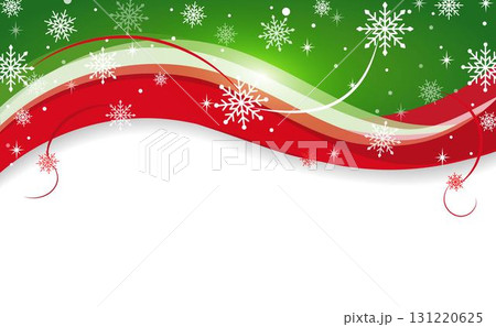 クリスマスカラーの冬の背景 雪の結晶とカラフルなウェーブデザイン クリスマスカラーの冬の背景 雪の結晶とカラフルなウェーブデザイン 131220625