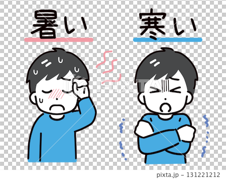 暑い＆寒そうな私服の若い男性(上半身・正面) 131221212