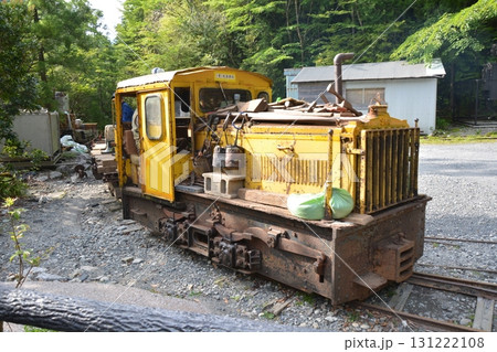 森の中に佇む黄色いトロッコ列車 131222108
