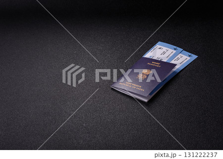 Indian passport and tickets for travelling, flying and doing business. India document, id 131222237