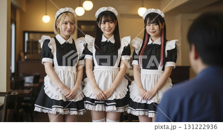 メイド喫茶 メイド服を着た女性スタッフ メイド喫茶 メイド服を着た女性スタッフ 131222936