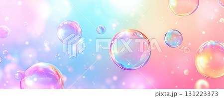 カラフルでキラキラのバブル、シャボン玉	 131223373