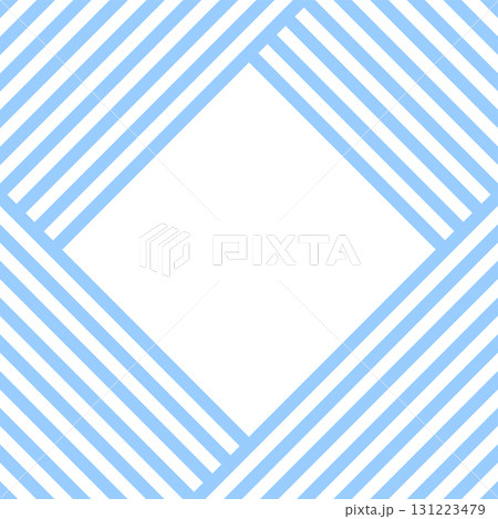 青空色ブルーのフレーム枠のタイトル四角の素材背景　ストライプ柄　ひし形ベクター 131223479
