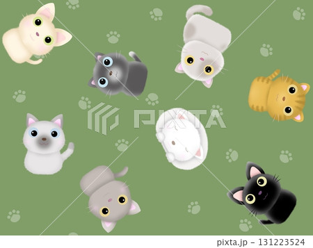 ネコのシームレスパターン〈足跡〉　C-4 131223524