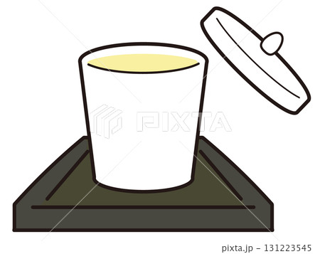 黒いお盆にのった茶碗蒸しイラスト 131223545