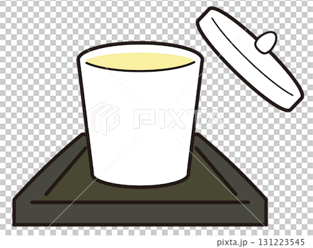 黒いお盆にのった茶碗蒸しイラスト 131223545