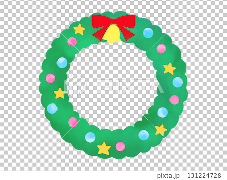 Watercolor: Colorful Christmas wreath in green Watercolor: Colorful Christmas wreath in green 131224728