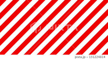 Warning sign with red and white diagonal lines. Attention, danger or caution symbol. Construction site signage, road safety notice, hazard banner, security alert shield. Vector illustration 131224814