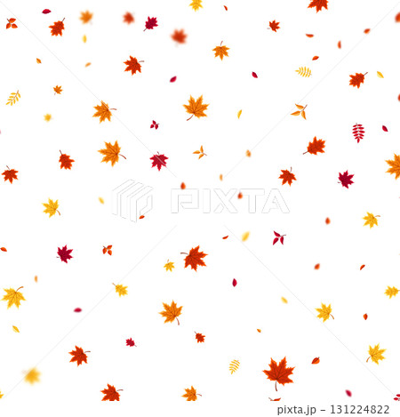 Autumn flying and falling leaves background with colorful seasonal foliage in red, orange, and yellow. Perfect for nature themes, seasonal sales, posters. Vector illustration Autumn flying and falling leaves background with colorful seasonal foliage in red, orange, and yellow. Perfect for nature themes, seasonal sales, posters. Vector illustration 131224822
