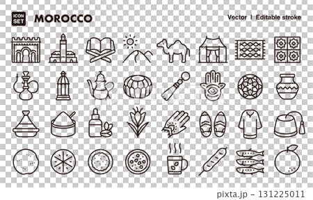 モロッコのアイコンイラストセット EPS版は線の太さ等編集可能 モロッコのアイコンイラストセット EPS版は線の太さ等編集可能 131225011