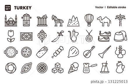 トルコのアイコンイラストセット　EPS版は線の太さ等編集可能 131225013
