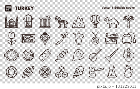 火雞圖示插圖集。 EPS 版本可編輯以變更線條粗細等。 火雞圖示插圖集。 EPS 版本可編輯以變更線條粗細等。 131225013