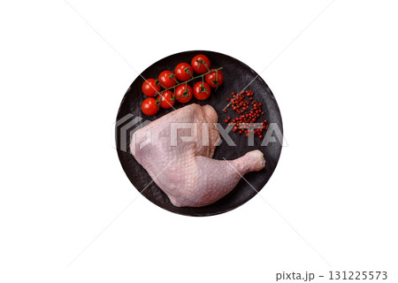 Chicken raw leg or quarter, fresh meat for cooking on barbecue. Chicken quarter 131225573