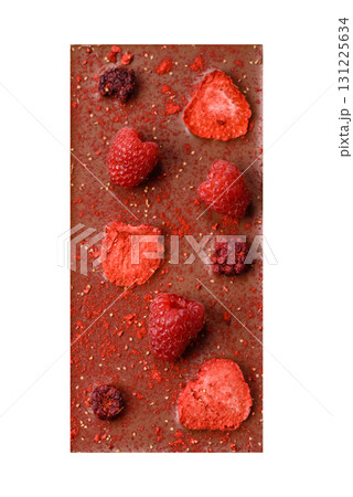 Bar sweet craft artisan chocolate with dried fruits made at home. Craft chocolate 131225634