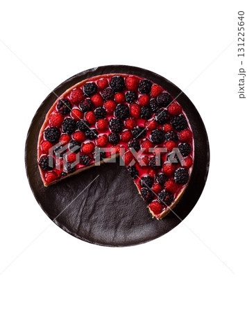 Pie, cheesecake with raspberries and blackberries, mascarpone cheese. Piece of cheesecake Pie, cheesecake with raspberries and blackberries, mascarpone cheese. Piece of cheesecake 131225640