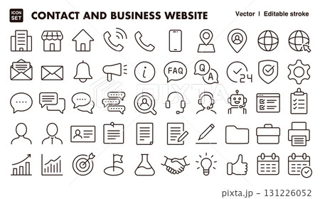 ビジネスウェブサイトのアイコンイラストセット EPS版は線の太さ等編集可能 ビジネスウェブサイトのアイコンイラストセット EPS版は線の太さ等編集可能 131226052