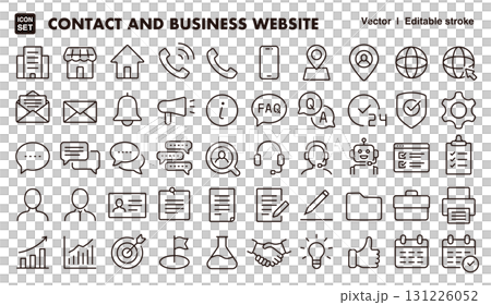 ビジネスウェブサイトのアイコンイラストセット EPS版は線の太さ等編集可能 ビジネスウェブサイトのアイコンイラストセット EPS版は線の太さ等編集可能 131226052