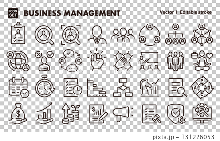 Business management icon illustration set. EPS version can be edited to change line thickness etc. 131226053