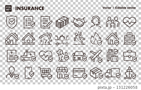 Insurance icon illustration set EPS version can be edited to change line thickness etc. 131226058