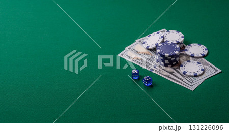 Dice game Craps in casino with chips, bets and risk. Craps game 131226096