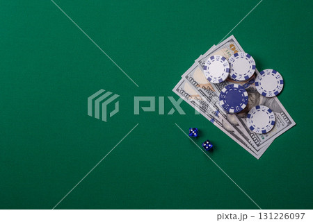 Dice game Craps in casino with chips, bets and risk. Craps game 131226097