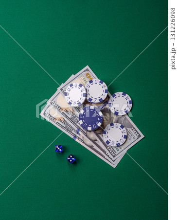 Dice game Craps in casino with chips, bets and risk. Craps game 131226098