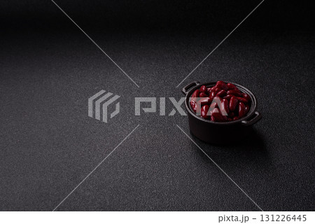 Red beans canned as an ingredient for cooking healthy or vegetarian food. Canned beans 131226445