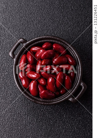 Red beans canned as an ingredient for cooking healthy or vegetarian food. Canned beans 131226451