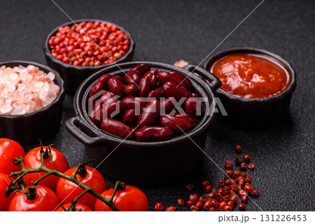 Red beans canned as an ingredient for cooking healthy or vegetarian food. Canned beans Red beans canned as an ingredient for cooking healthy or vegetarian food. Canned beans 131226453