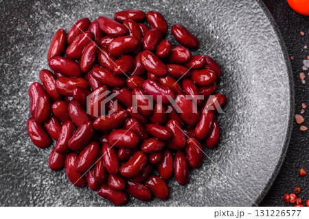 Red beans canned as an ingredient for cooking healthy or vegetarian food. Canned beans 131226577