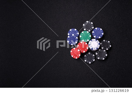 Casino chips, bets and gambling, risk to win or lose money. Betting chips 131226619