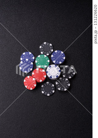 Casino chips, bets and gambling, risk to win or lose money. Betting chips 131226620