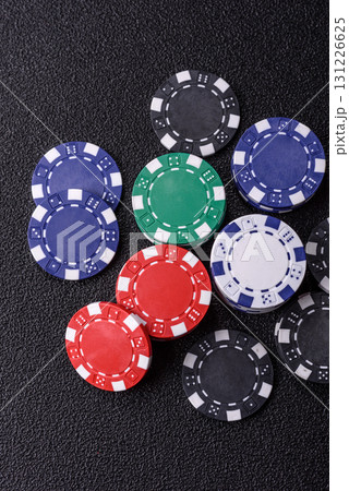 Casino chips, bets and gambling, risk to win or lose money. Betting chips 131226625