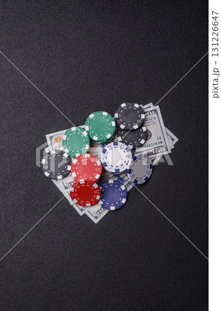 Casino chips, bets and gambling, risk to win or lose money. Betting chips 131226647