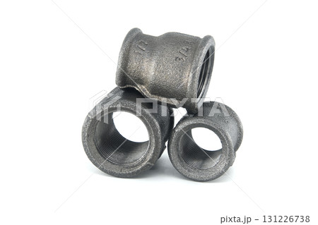 Metal Threaded Pipe Fittings: Cast Iron Couplings For Plumbing, Industrial And Construction Projects Metal Threaded Pipe Fittings: Cast Iron Couplings For Plumbing, Industrial And Construction Projects 131226738